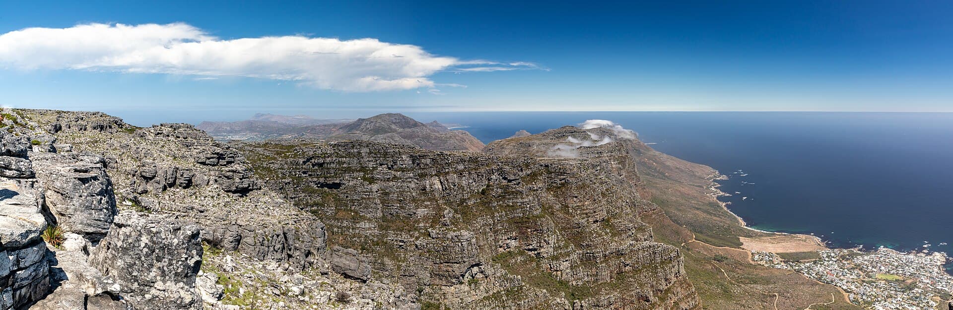 Table Mountain rising above the city of Cape Town, South Africa