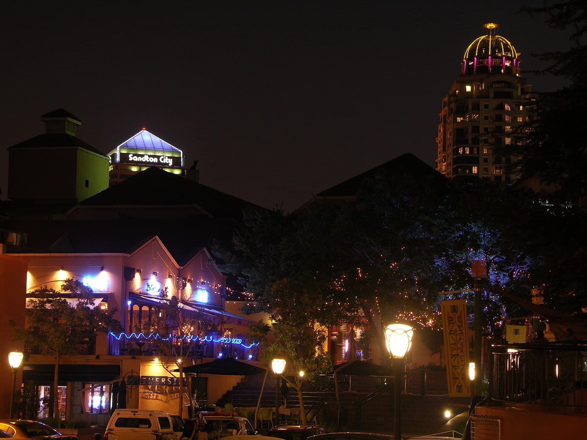 Sandton, Johannesburg's financial district, lit at night